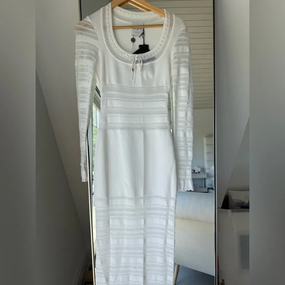 NWT Alaia White Jersey and Lace Paneled Maxi Dress FR38 - Picture 10 of 12